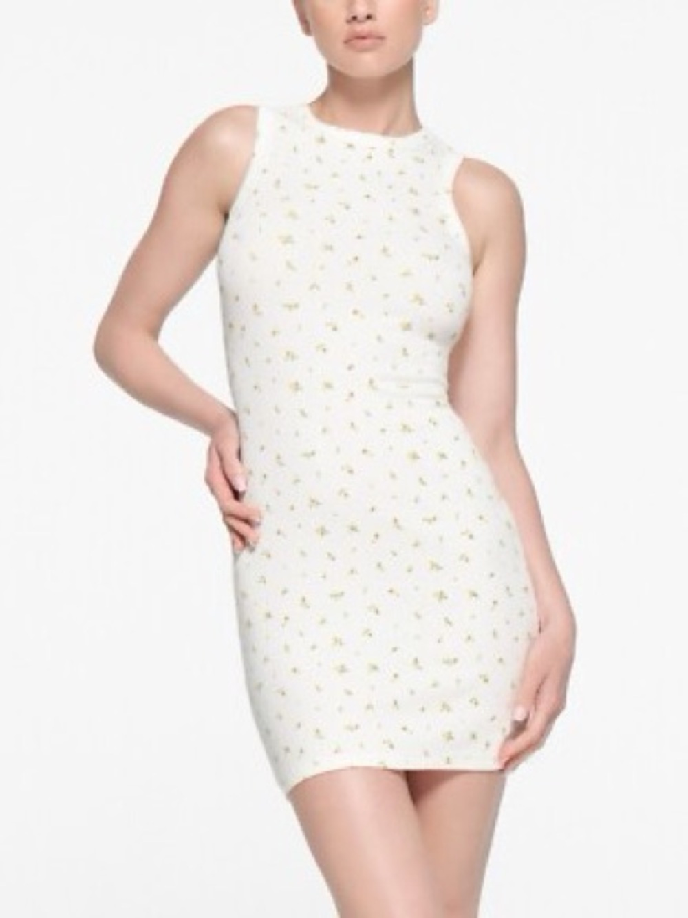SKIMS Cotton Rib Tank Dress Marigold Rosebud Floral XS